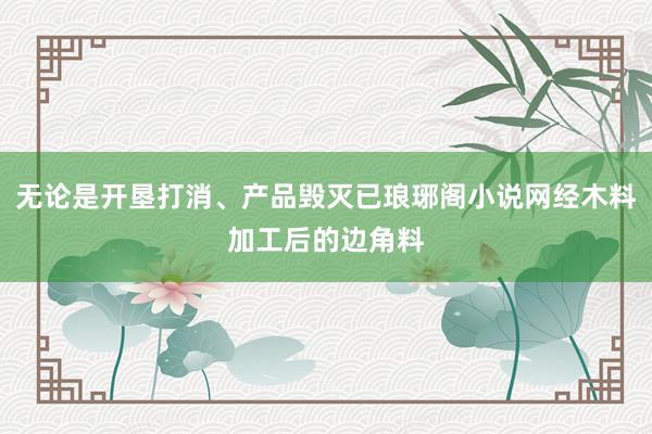 无论是开垦打消、产品毁灭已琅琊阁小说网经木料加工后的边角料