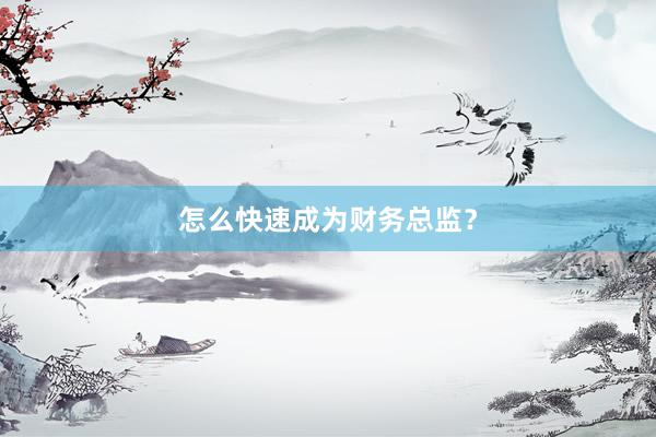 怎么快速成为财务总监？