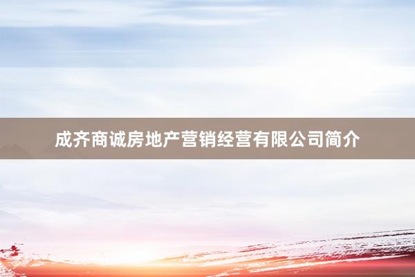 成齐商诚房地产营销经营有限公司简介